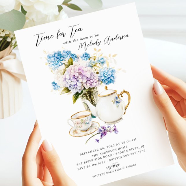 Invitation L'heure de l'invitation au Baby shower de thé (Créateur téléchargé)