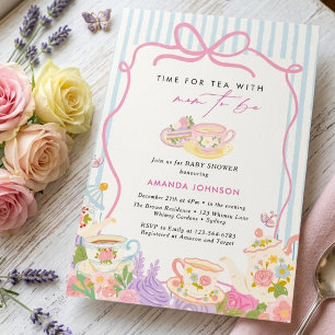 Invitation L'heure du thé Théières et tasses shower bébé