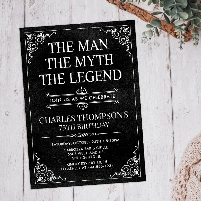 Invitation L'Homme Le Mythe La Légende 75e anniversaire (Créateur téléchargé)