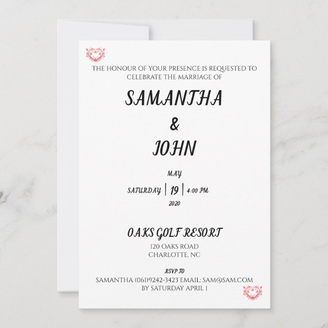 Invitation L'Honneur De Votre Présence (Devant)