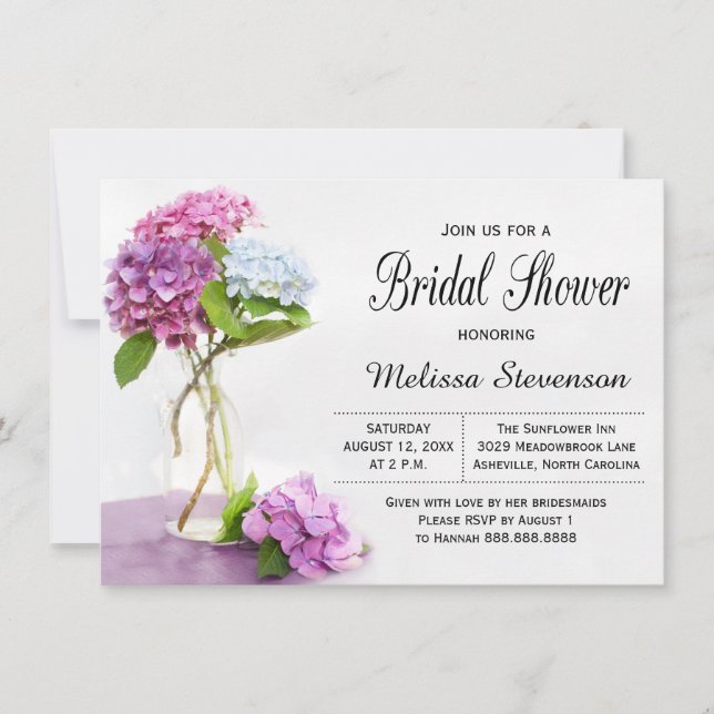 Invitation L'hortensia rustique fleurit le mariage de Fête de (Devant)
