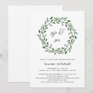 Invitation Liage minimal Bébé Sip et voir
