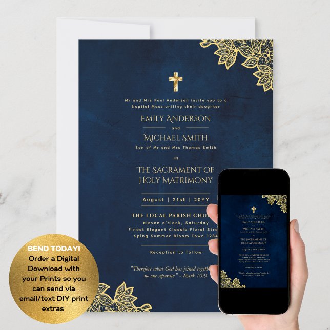 Invitation Libellé traditionnel Messe nuptiale Mariage cathol (Créateur téléchargé)