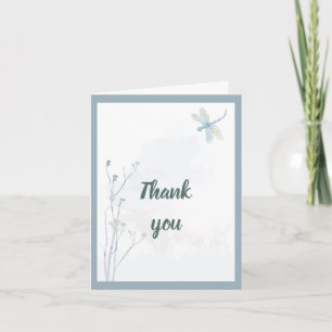 Invitation Libellule Bleu Ardoise Simple Verdure Merci