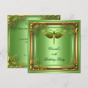 Invitation Libellule Dorée Élite Élégante Fête d'Anniversaire
