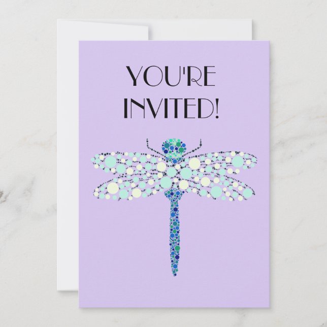 Invitation Libellule en points (Devant)