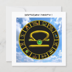 Invitation LIBRA GOLD ZODIAC JEWEL D'ANNIVERSAIRE, Astrologie