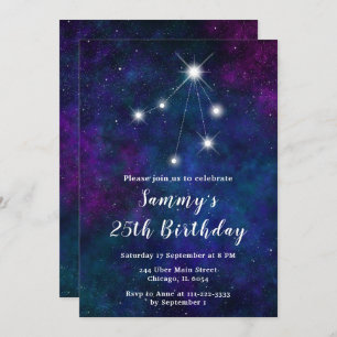 Invitation Libra Zodiac Constellation fête d'anniversaire