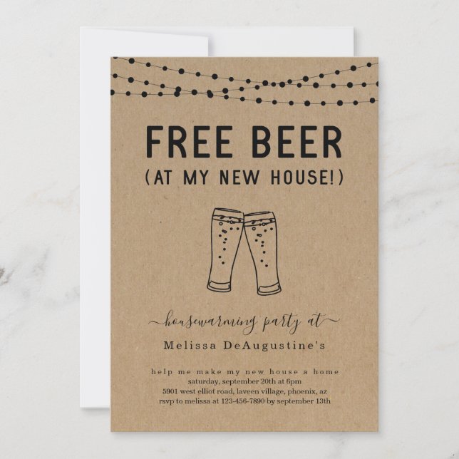 Invitation Libre Bière Amusante Fête du réchauffement de la m (Devant)