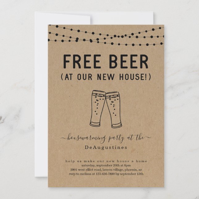 Invitation Libre Bière Amusante Fête du réchauffement de la m (Devant)