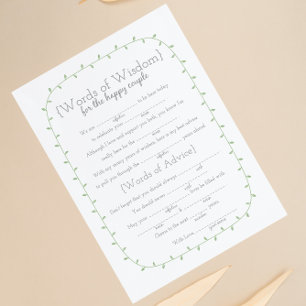 Invitation Libs de mariage, Paroles de sagesse, 2 jeu recto-v