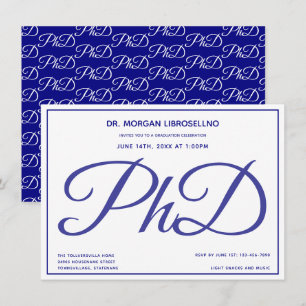 Invitation Licence Blue White Graduation Party