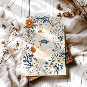 Invitation Licence vintage Marine Orange Floral