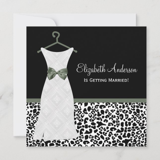Invitation Lichen Green Gown Leopard ImprimerDouche nuptiale (Devant)