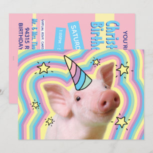 Invitation Licorne Cochonnet Magique
