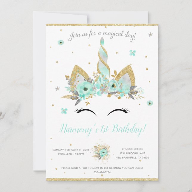 Invitation Licorne Fantastique (Devant)