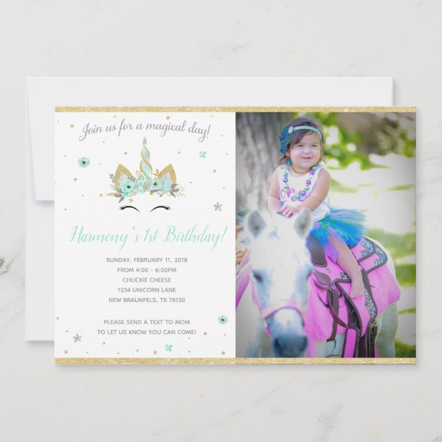 Invitation Licorne Fantastique 7X5 (Devant)