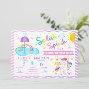 Invitation Licorne & Splash Pad Anniversaire Commun Parc Aq