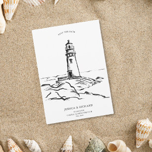Invitation Lieu unique tiré à la main Phare côtier