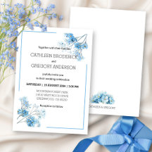 Light Blue Watercolor Botanical Floral Wedding