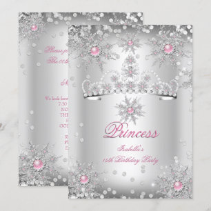 Invitation Light Pink Silver Winter Wonderland