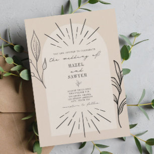 Invitation Ligne Art Arch Script Tan Desert Mariage botanique