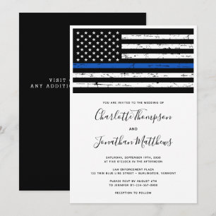 Invitation Ligne Bleue Mince Police Mariage Invi