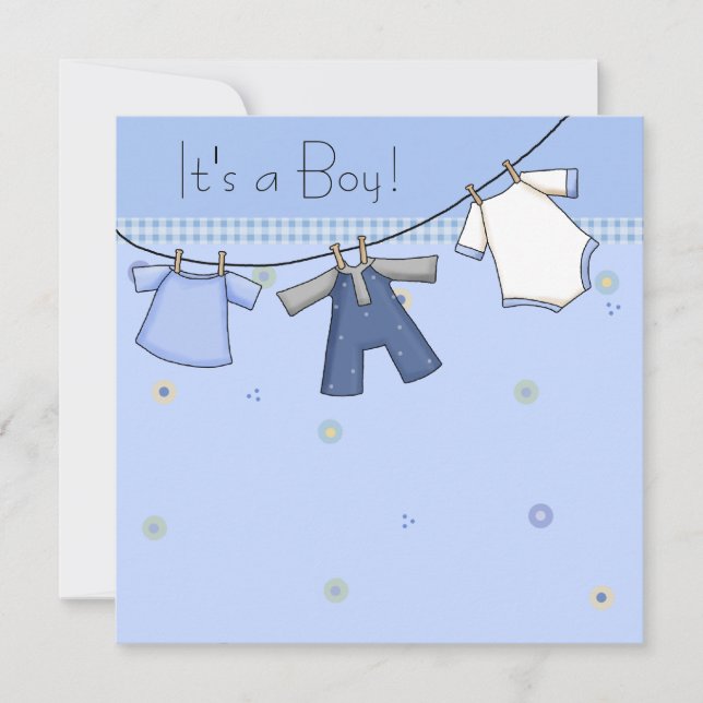 Invitation Ligne de linge de bébé Baby shower de linge de lin (Devant)