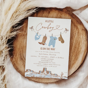 Invitation Ligne de Vestiaire Bleue Ouest Baby shower Petit C