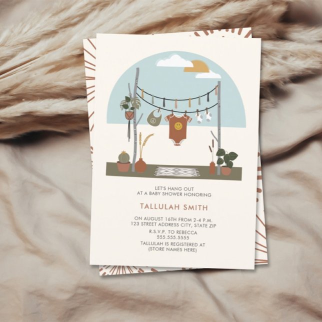 Invitation Ligne de Vêtements les années 70 Plante Rétro Baby (Créateur téléchargé)