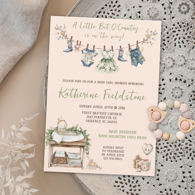 Invitation Ligne De Vêtements Petit Petit Peu De Pays Bébé Fi (Créateur téléchargé)