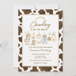 Invitation Ligne de vêtements pour Baby Shower Cowboy de l'Ou