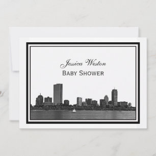 Invitation Ligne d'horizon de Boston Gravée Cadre H Baby Show