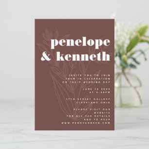 Invitation Ligne Florale minimaliste Art chaud Mariage rustiq