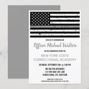 Invitation Ligne mince gris Diplôme d'agent correctionnel