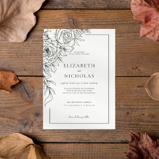 Invitation Ligne minimaliste Art Mariage Floral