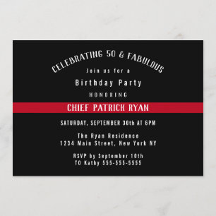Invitation Ligne rouge mince fête d'anniversaire de drapeau