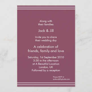 Invitation Ligne simple (aubergine) 5x7