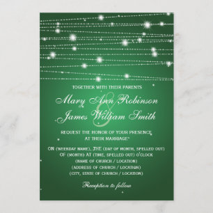 Invitation Lignes de scintillement vert vert de mariage