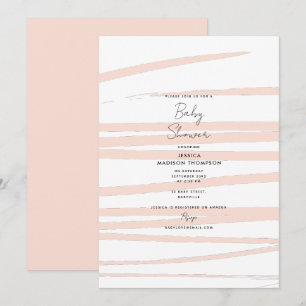 Invitation Lignes rose vif modernes Baby shower d'art Abstrai
