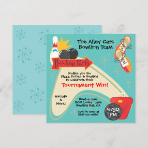 Invitation Ligue de l'équipe de bowling rétro de fête