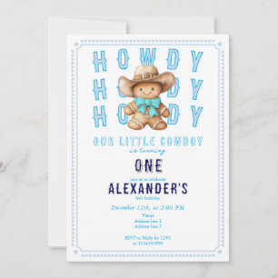Invitation Lil Cowboy Gingerbread Noël N'importe quel âge Ann