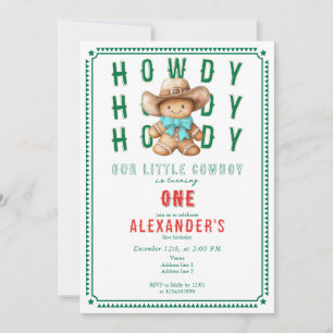 Invitation Lil Cowboy Gingerbread Noël N'importe quel âge Ann
