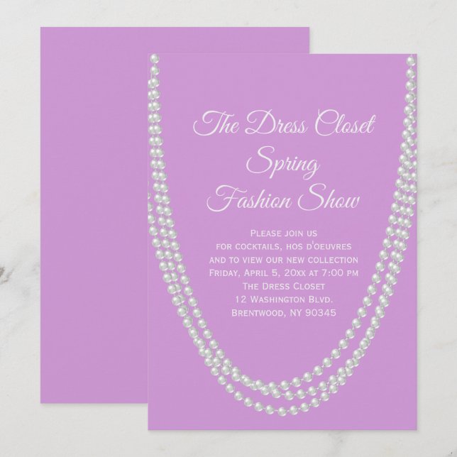 Invitation Lilac and Pearls Fashion Show (Devant / Derrière)