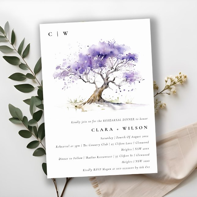 Invitation Lilac Aquarelle Jacaranda Arbre Dîner De Répétitio (Créateur téléchargé)