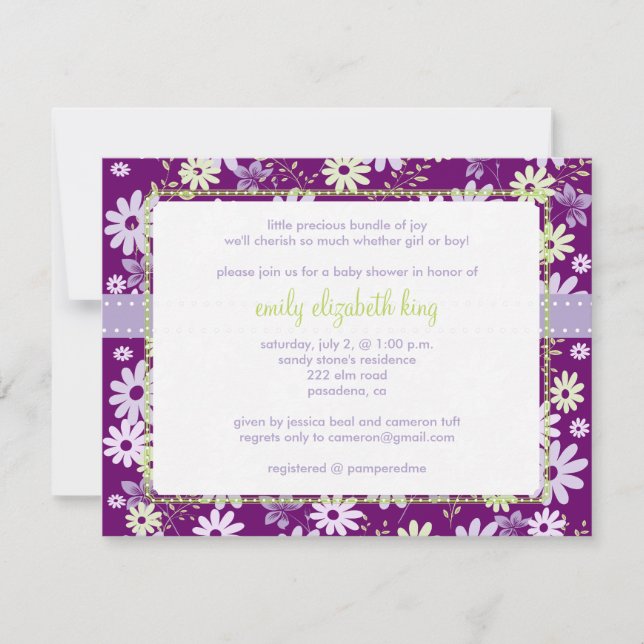 Invitation Lilac ~ baby shower de jardin (Devant)