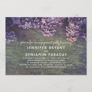Invitation Lilac Blossoms Rustic Wood Engagement Party