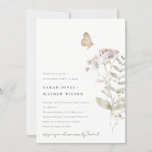 Invitation Lilac Boho Fleur sauvage Fern Fiançailles botaniqu