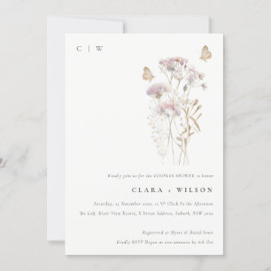 Invitation Lilac Boho Fleur sauvage Fern Foliage Couples Douc