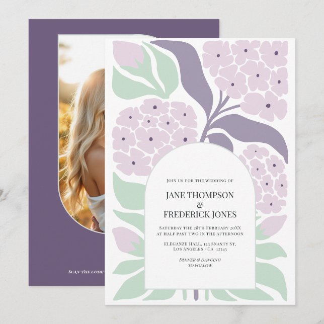 Invitation Lilac Breeze Floral Modern Spring Wedding (Devant / Derrière)